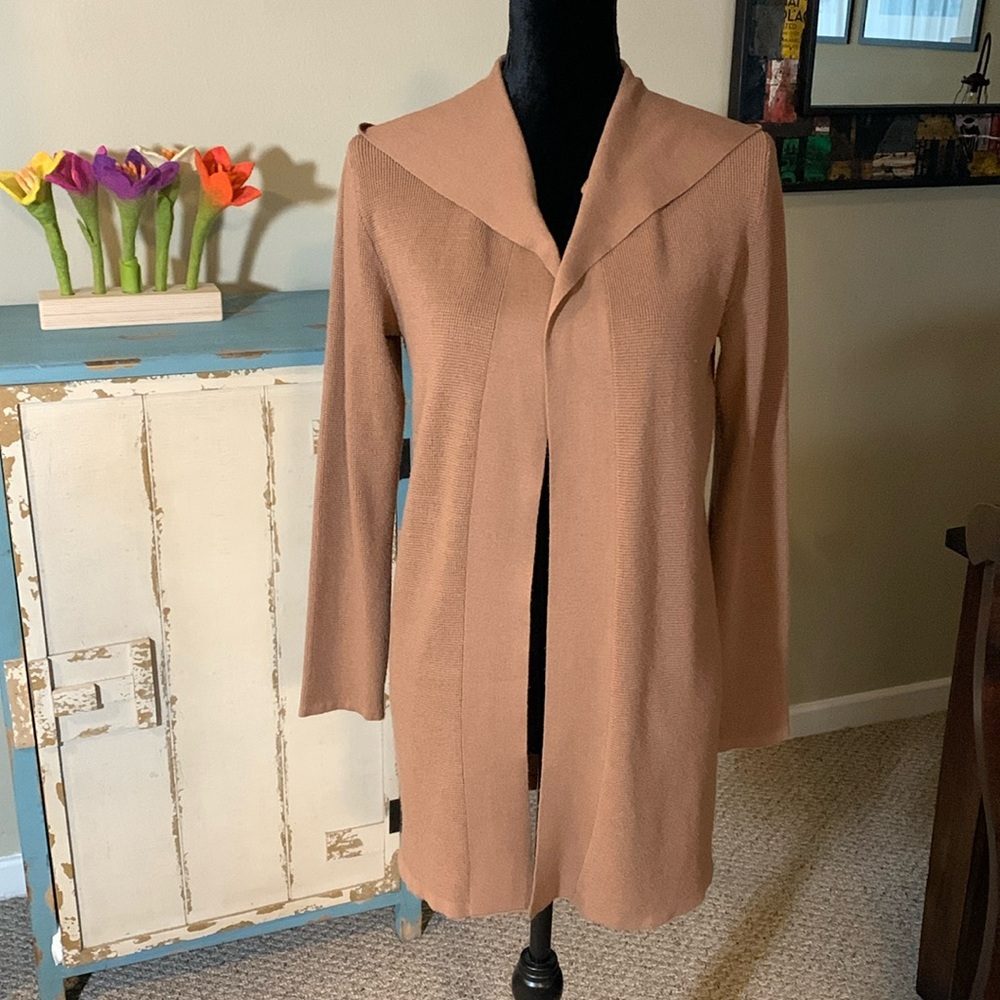 Cyrus Open Front Hooded Knit Cardigan. Size Small